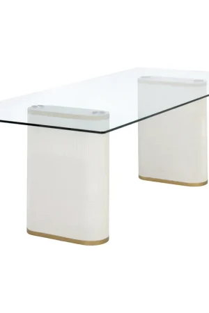 Aemond 86.5 X 41.25 inch Clear / White Outdoor Dining Table Best Price